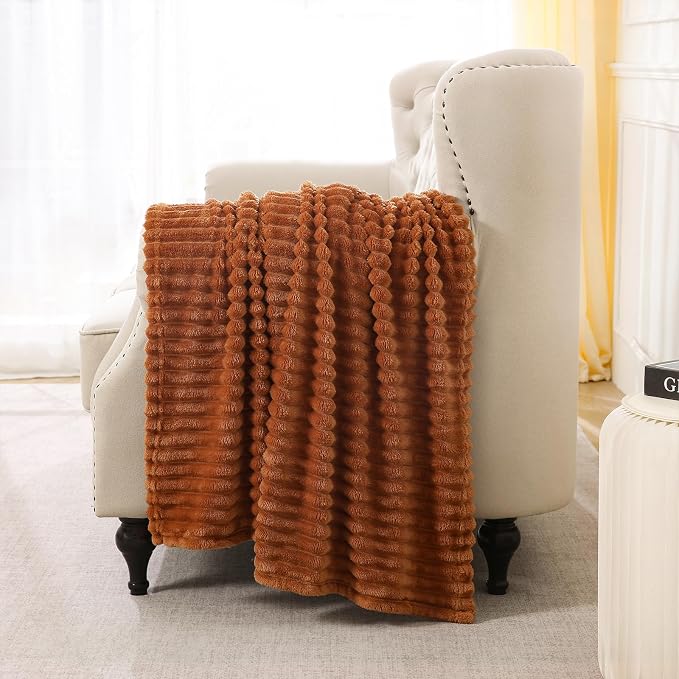 Burnt Orange Fleece Throw Blanket 108”×90” - Image 4