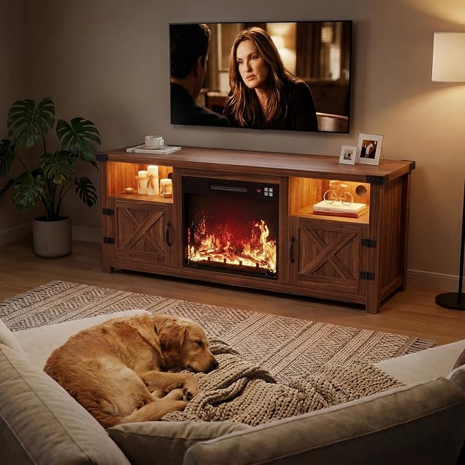 YESHOMY LED Fireplace TV Stand - Image 3