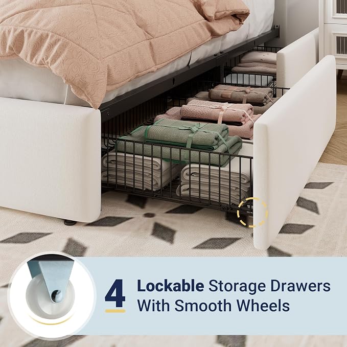 Allewie King Size Storage Bed Frame, Vertical Channel Tufted Adjustable - Image 5