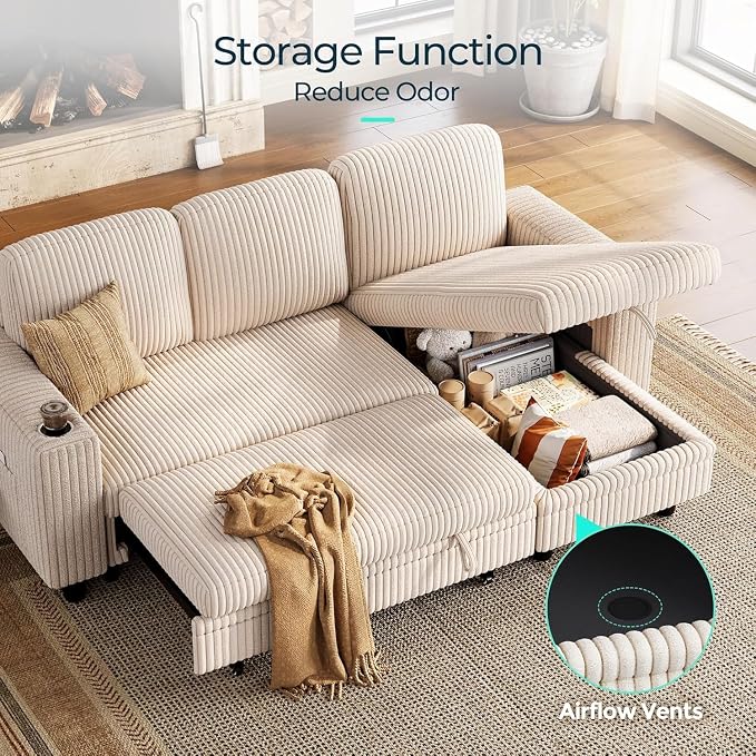LINSY HOME Sectional Sleeper Sofa Pull Out Couches - Image 7