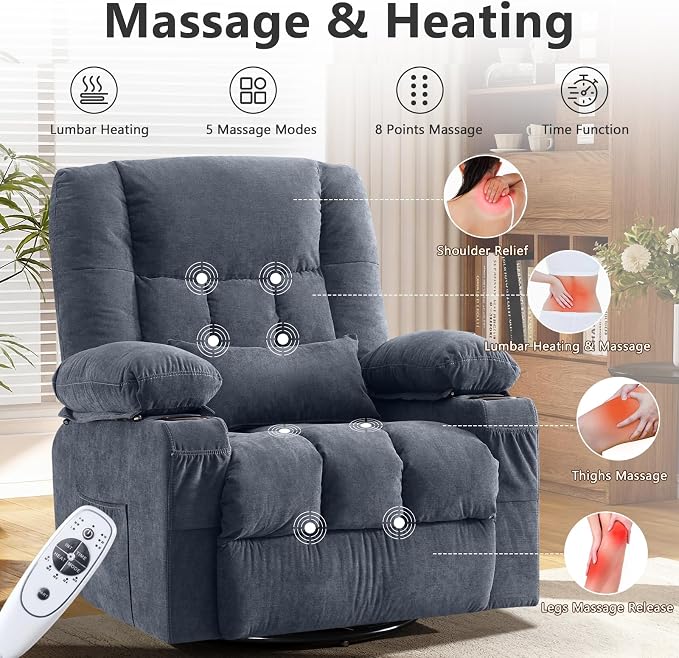 Swivel Rocker Recliner Chair - Image 4
