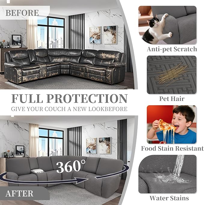 100% Waterproof Sectional Recliner Couch Covers - Image 5