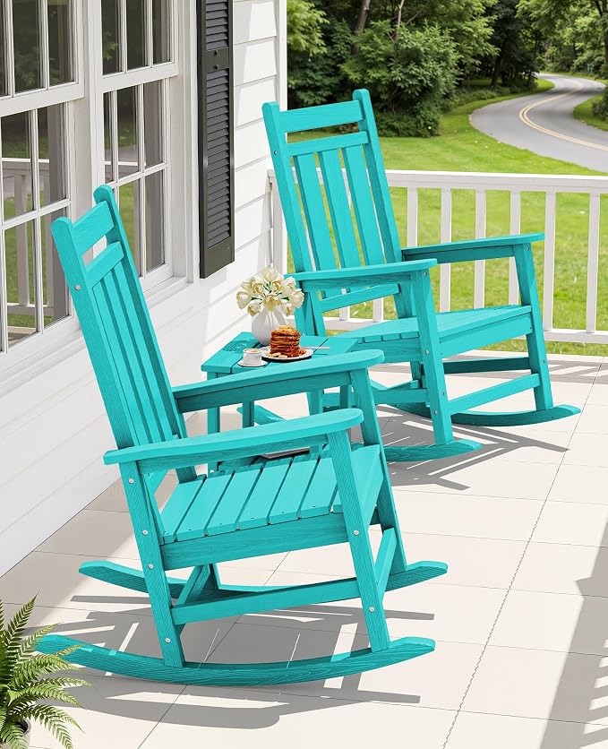 KINGYES Oversized Outdoor Rocking Chair, All-Weather Patio Rocking Chairs - Image 2