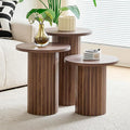 Round Nesting Coffee Table Set of 3 Mid Century Modern Wood Round Coffee Tables by Unknown