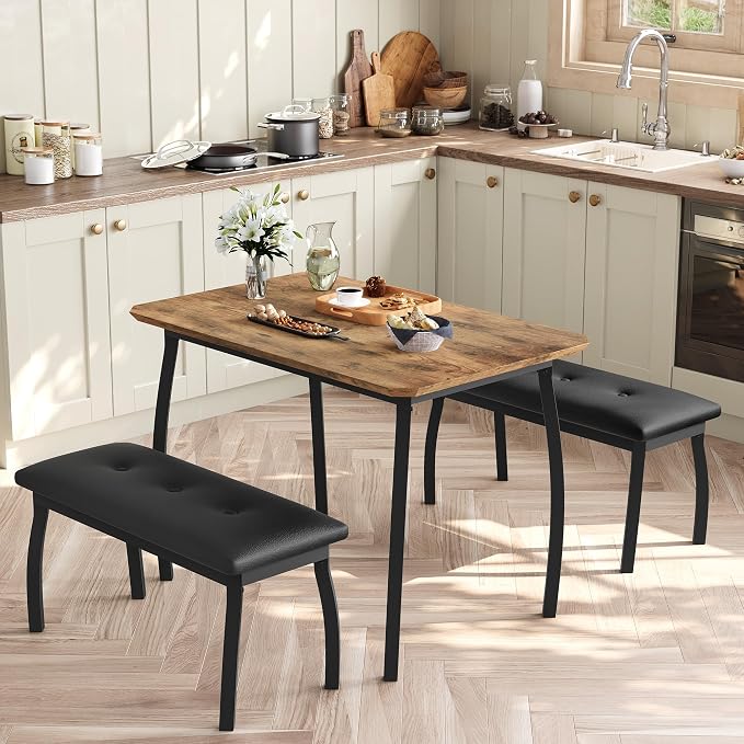 Dining Table for 4, 3-Piece Kitchen Table Set for 4 - Image 6