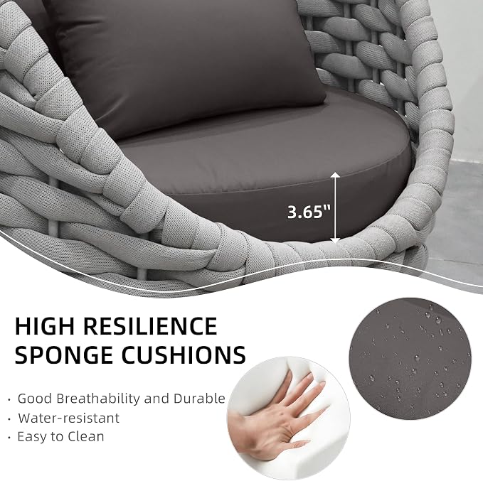 TWT Aluminum Outdoor Patio Furniture Set, 4 Textilene Armchairs Modern Outdoor - Image 5