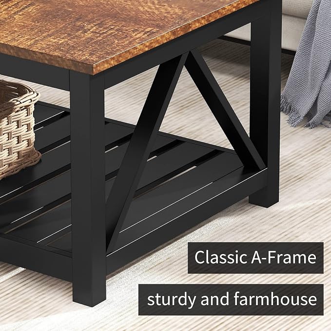 ChooChoo Black Coffee Table, Rustic Vintage Table - Image 6