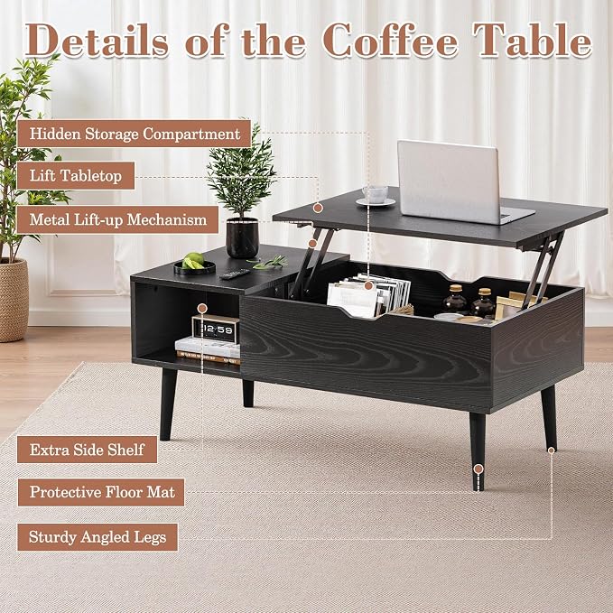 OLIXIS Wood Lift Top Coffee Table - Image 6
