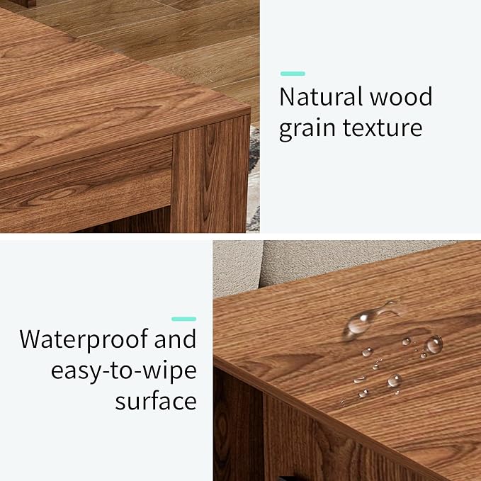 35" Wood Coffee Table for Living Room, Sides Storage - Image 3