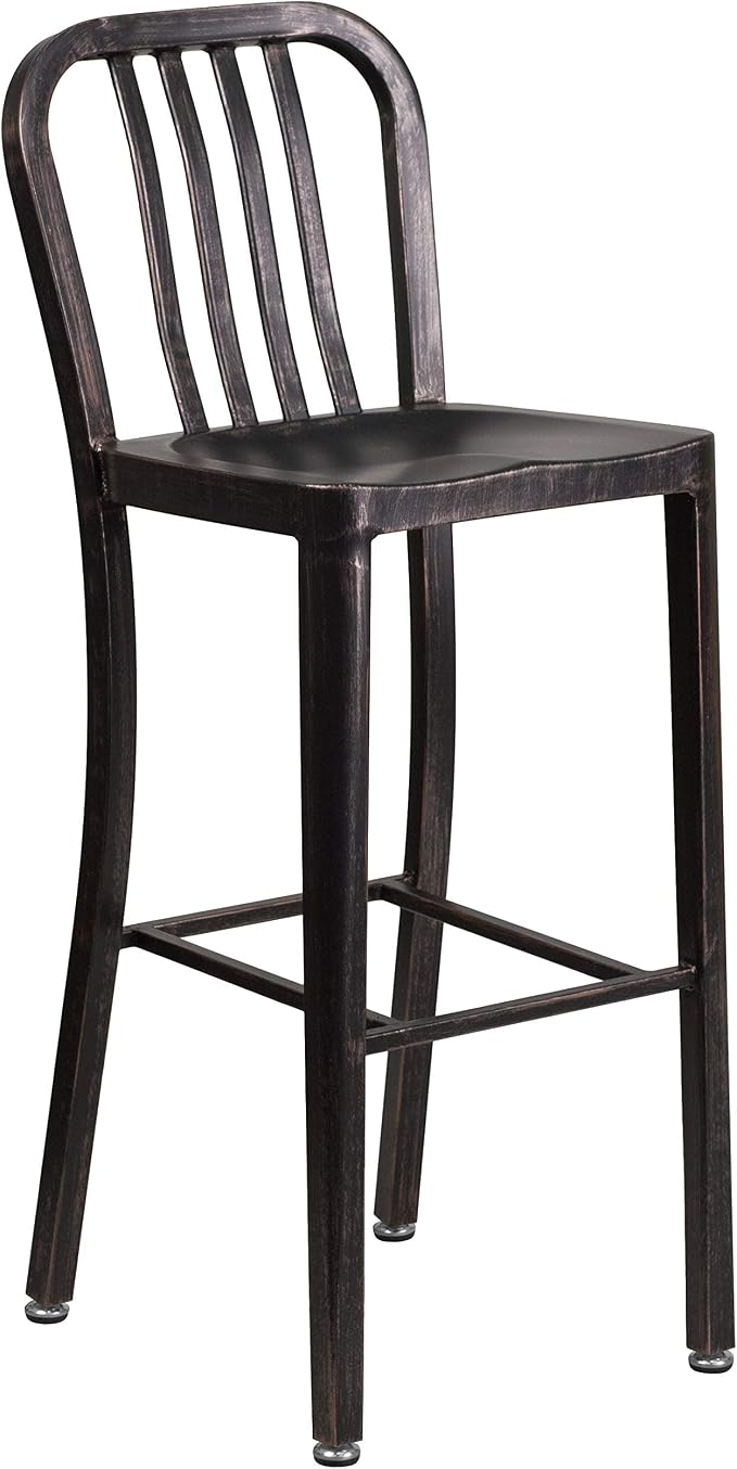 Flash Furniture Gael Commercial Grade 2 Pack 30" High Black-Antique Gold Metal - Image 11
