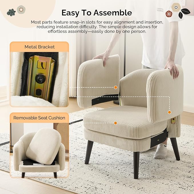 VINGLI 30.3" Wide Modern Barrel Accent Armchair - Image 5