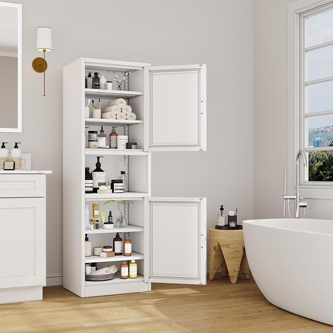 Ckzbx Tall Narrow Storage Cabinet 66.93" H Tall Bathroom Cabinet Metal Pantry - Image 2