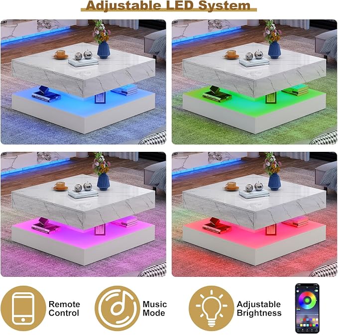 jiteentarou 33.9 Inch Modern LED Coffee Table - Image 3
