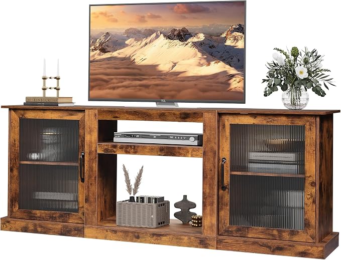 WLIVE Farmhouse TV Stand for 75 inch TV, Entertainment Center by WLIVE