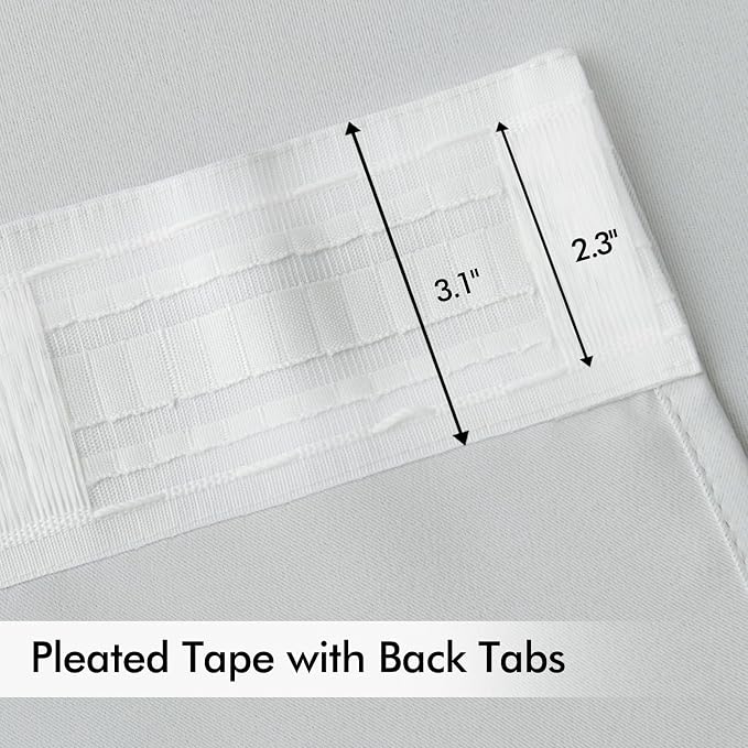 MIULEE Greyish White Back Tab Blackout Curtains 63 Inches Long 2 Panels Set - Image 4