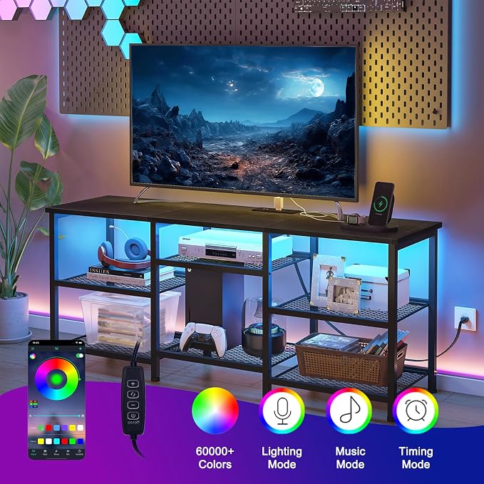 YGEOMER Entertainment Center for TVs Up to 55 Inch, Entertainment Stand - Image 4