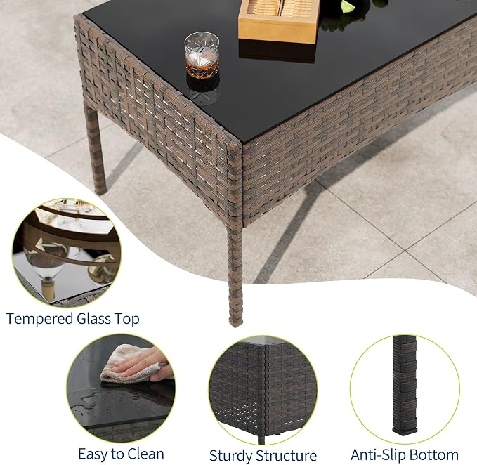 GAOMON 4-Piece Patio Furniture Set, Modern PE Rattan Conversation Set - Image 6