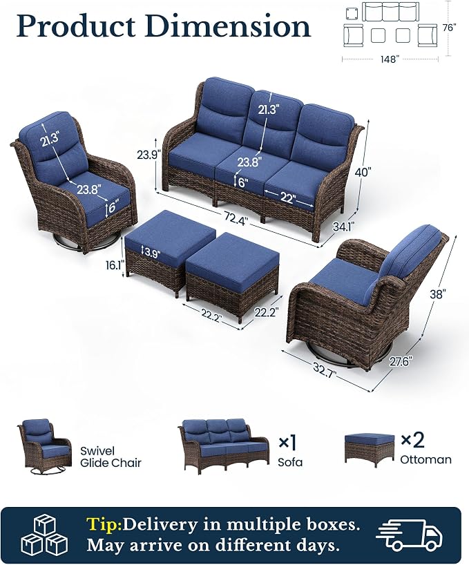 HILLGA Luxury High Back Patio Furniture Set - Image 2