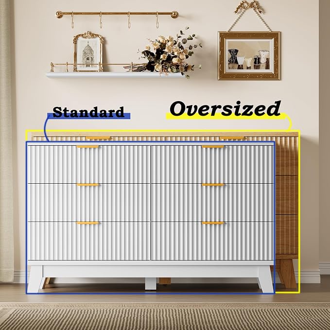 BORNOON Fluted 6 Drawer Dresser, 47.2" Wide Modern Boho Chest of Drawers - Image 3