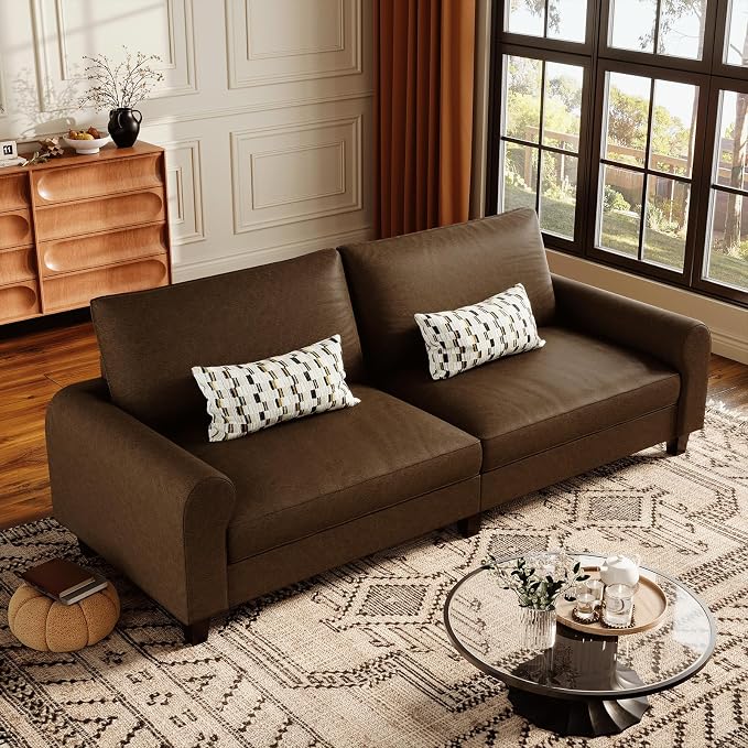 EASE MOOSE 70.6" Faux Leather Loveseat Sofa, Deep Seat Waterproof and by EASEMOOSE