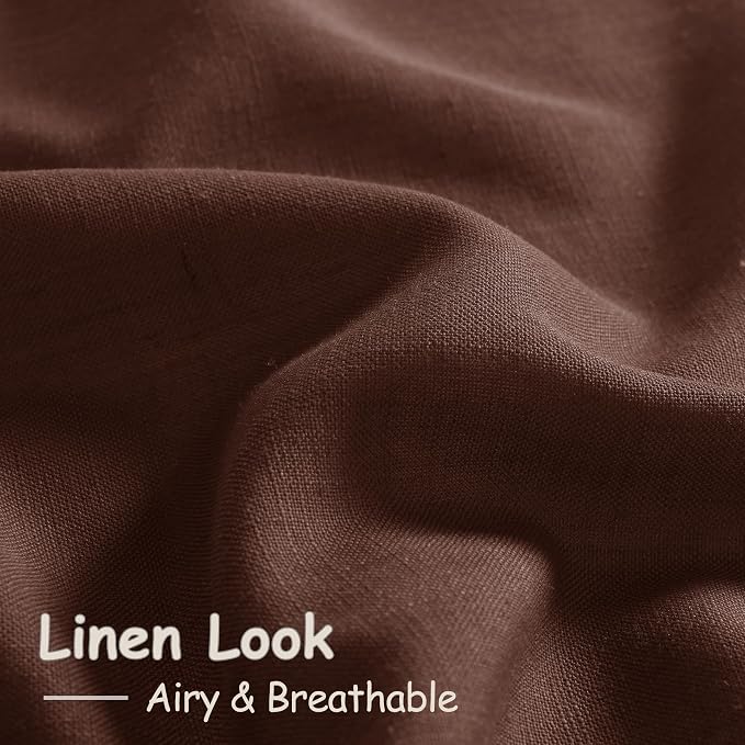 Nanspring Rustic Brown Linen Curtains 72 Inch Length - Image 5