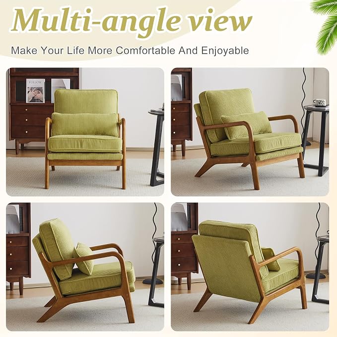 VINGLI Upgraded Premium Corduroy Accent Chair, Upholstered Arm Chair, Solid - Image 7