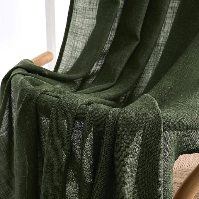 MIULEE Olive Green Linen Curtains 96 Inch Long - Image 6