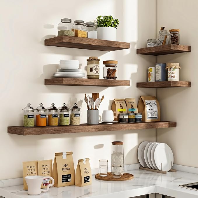Acovy 55 Inch Floating Shelves, Wooden Shelves - Image 7