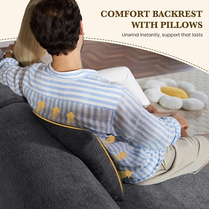122" L Shaped Convertible Modular Couch, Cloud Couch Sectional - Image 5