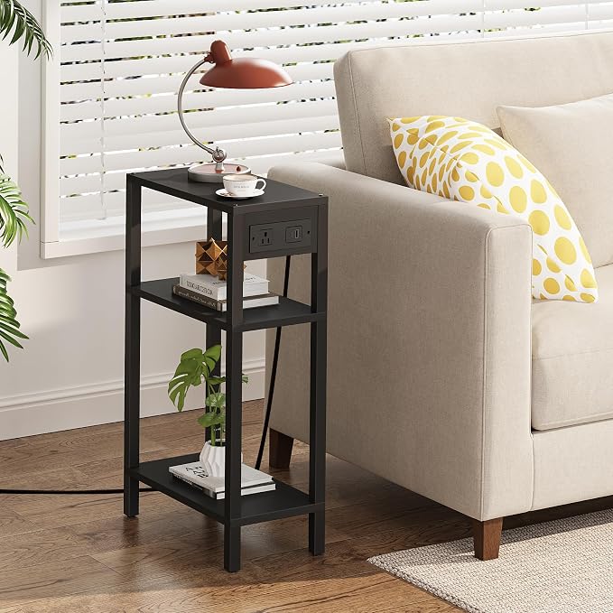 TUTOTAK Narrow Side Table with Charging Station, Small End Table with USB Ports - Image 9