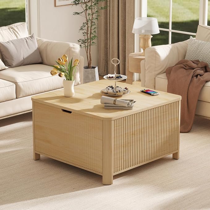 LYNCOHOME 31.5" Fluted Lift Top Coffee Table - Image 8