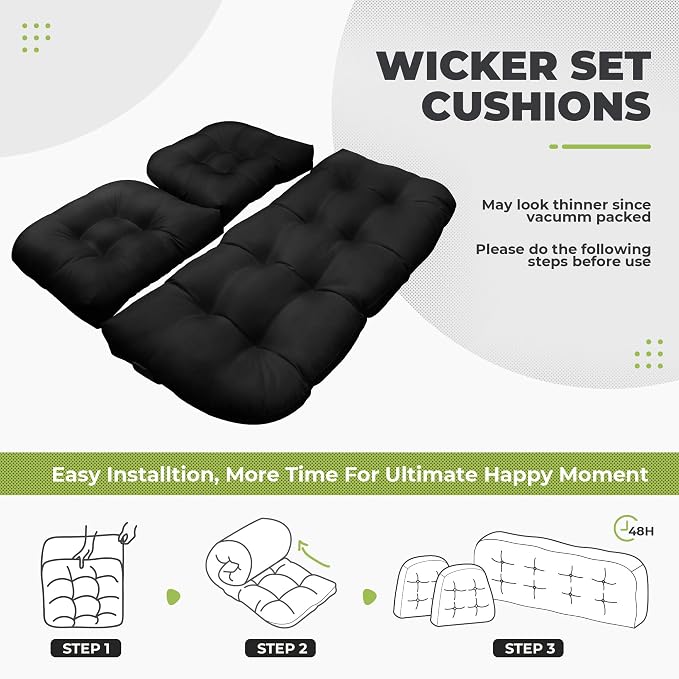 DANGHOOGY Wicker Chair Cushions, Waterproof Outdoor Loveseat Cushions - Image 6