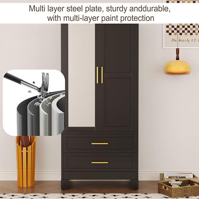 erosoei Metal Armoire Wardrobe Closet, 71 "Metal Clothing Storage Cabinet - Image 5