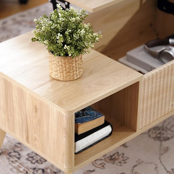 LYNCOHOME Fluted Lift Top Coffee Table - Image 4