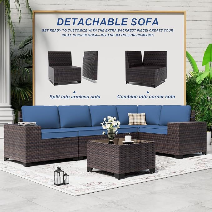Outdoor Patio Furniture Set, 12 Pieces Outdoor Sectional Furniture High - Image 7