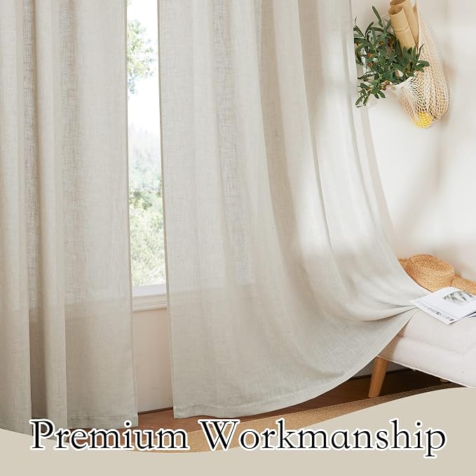 RYB HOME Sheer Linen Curtains, Small Light & Privacy Semi Translucent Curtains - Image 6