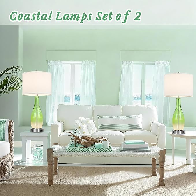 BesLowe 26in Tall Glass Table Lamps Set of 2 - Image 7