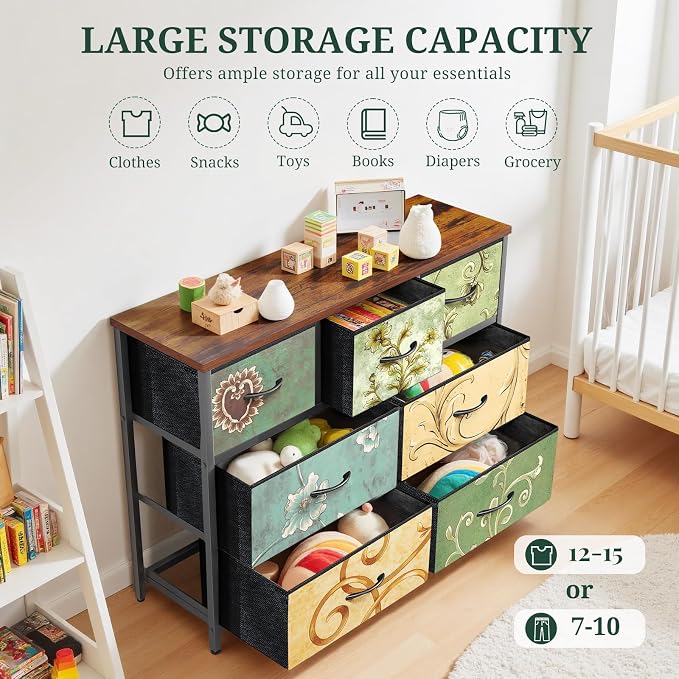 7-Drawer Dresser for Bedroom, Anti-Tip Wide Storage Organizer Fabric Chest of - Image 5