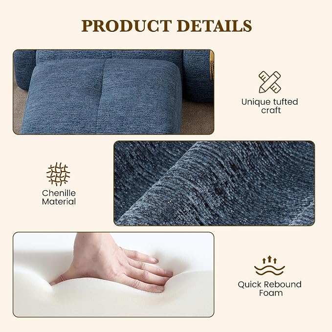 122" L Shaped Convertible Modular Couch, Cloud Couch Sectional - Image 7