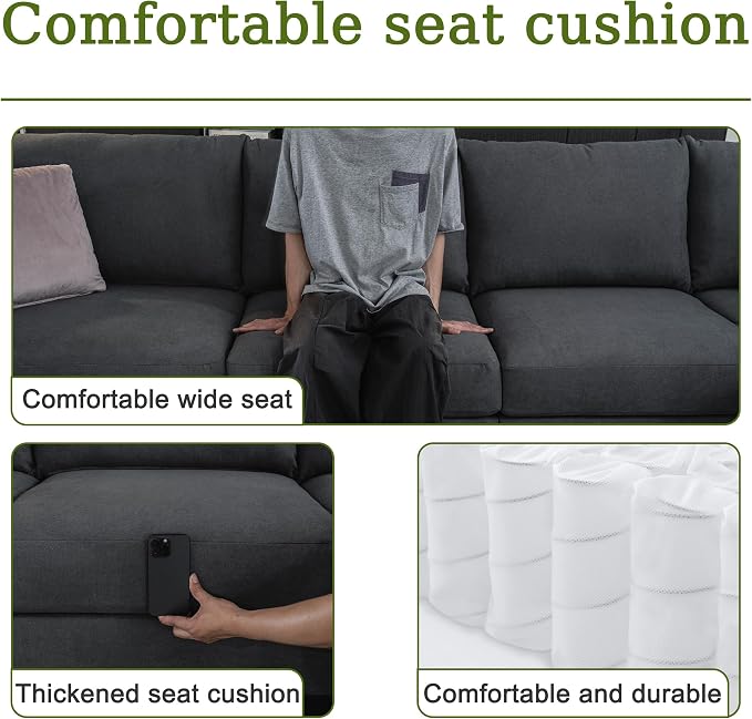 150.4" Large Sectional Couches for Living Room, 8 Seater L Shaped Modular - Image 4