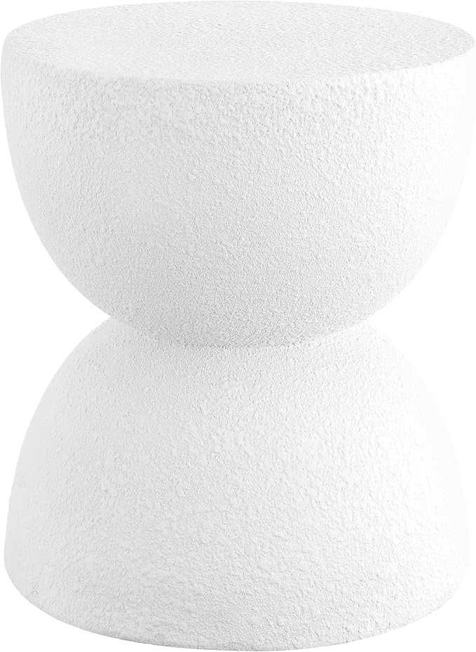 JONATHAN Y Greta Hourglass 18" White Frosted Outdoor Side Table and Stool - Image 4