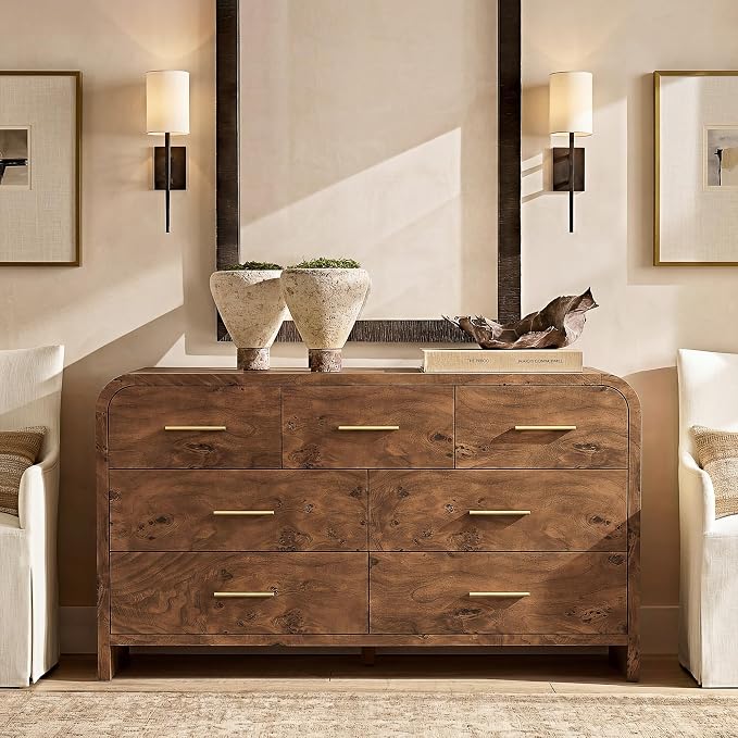 Curved 7-Drawer Dresser for Bedroom, 53.82" Wide Modern Chest of Drawers - Image 5
