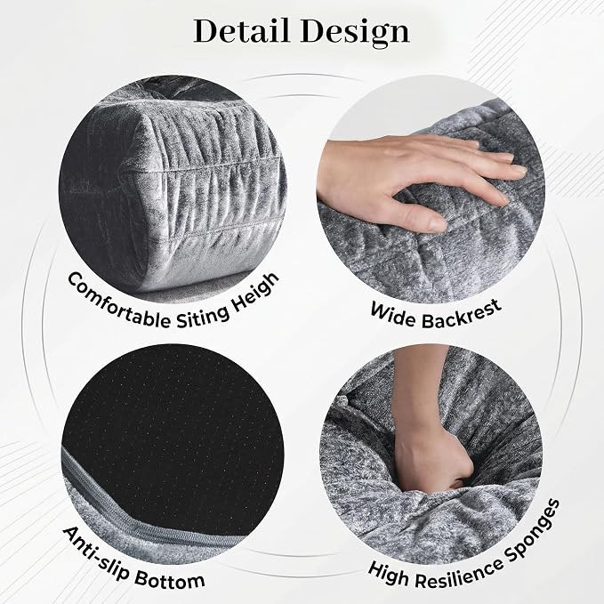 Bean Bag Chair, 2 Seater Lazy Bean Bag Sofa Memory Foam Couch, Giant Bean Bag - Image 5