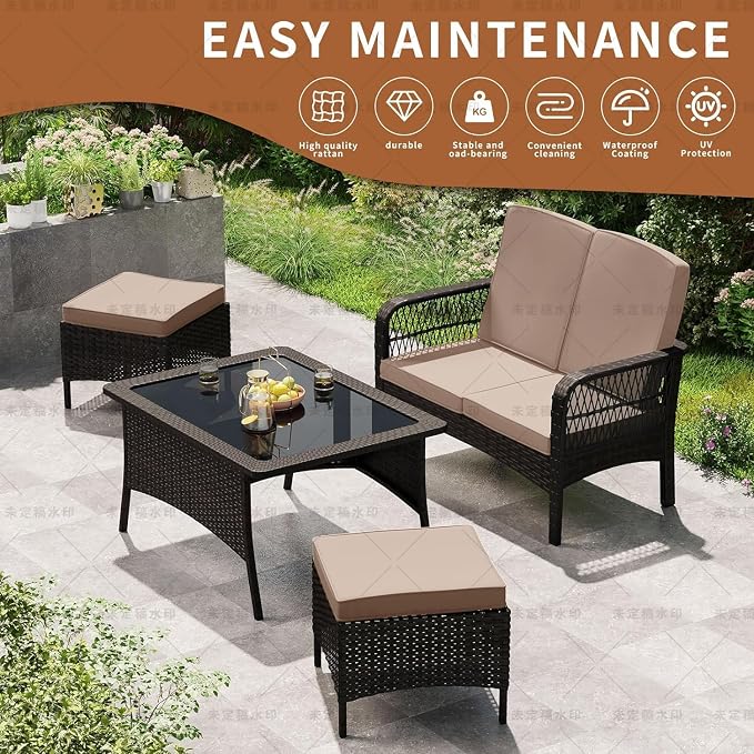LEVELEVE Patio Furniture Set Outdoor Rattan Chair Wicker Sofa Garden - Image 3