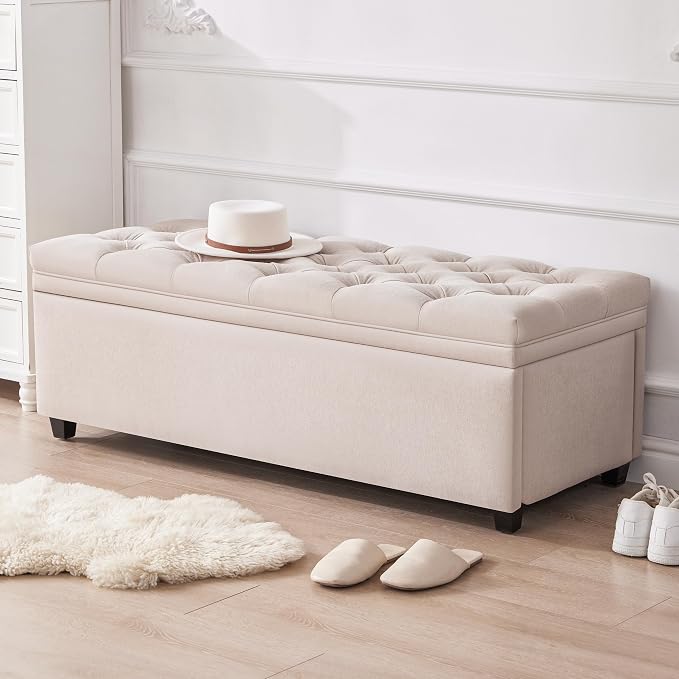 Mangodan 50" Storage Ottoman Bench, Tufted Ottoman - Image 7