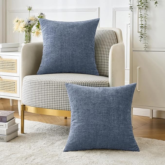 MIULEE Pack of 2 Couch Throw Pillow Covers 18x18 Inch Soft Dark Grey Blue - Image 5