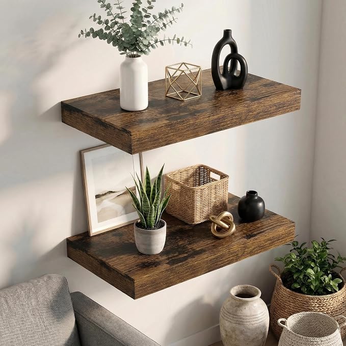 Dreamland Floating Shelves 24inch, 2 Pack Rustic Wooden Wall Shelves, Wall - Image 6