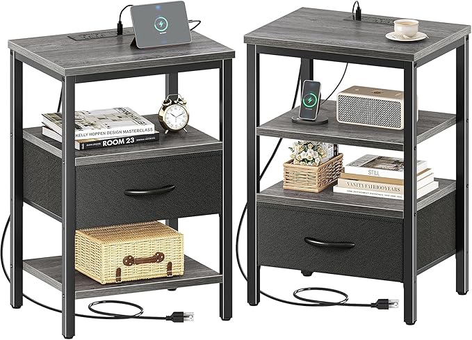 SUPERJARE Nightstand Set of 2, Bed Side Tables by SUPERJARE