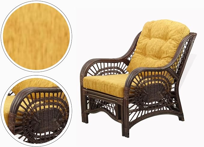 Malibu Lounge Set of 4: 2 Natural Rattan Wicker Chairs, Three-Seater Sofa - Image 6