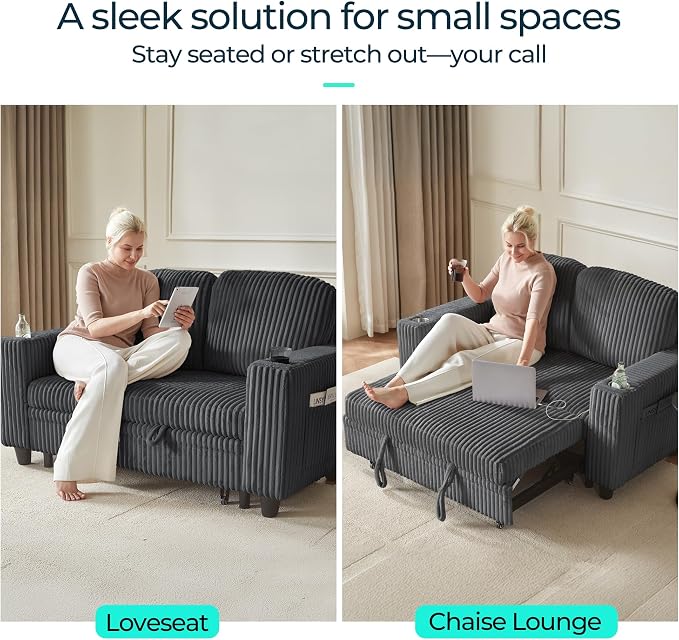 LINSY HOME Sectional Sleeper Sofa Pull Out Couches - Image 6
